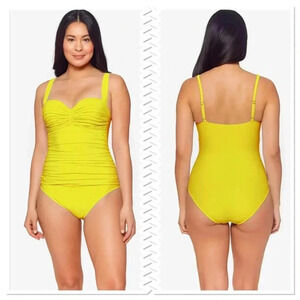 Bleu Rod Beattie Shirred One Piece Swimsuit Size 12